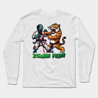 Tiger vs Zombie Fight Long Sleeve T-Shirt